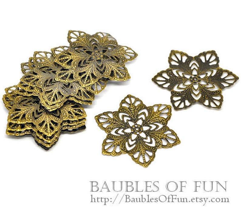 Nickel /& Cadmium Free F14283.J6H Filigree : 10 Antique Bronze Filigree Flower Wraps Connectors Lead Metal Stampings Filigree Links