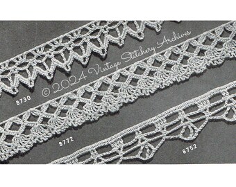 Vintage Crochet Lace Edging Crochet Patterns PDF -- INSTANT DOWNLOAD -- 3 Different Lace Edgings,  Digital Pattern c.1942