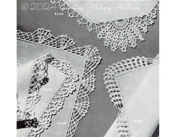 Vintage Crochet Lace Edging Crochet Patterns PDF -- INSTANT DOWNLOAD -- 8 Different Handkerchief Lace Edgings,  Digital Pattern c.1942