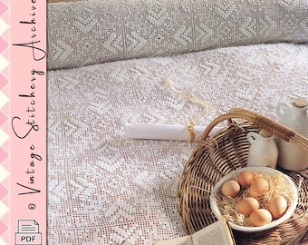 Vintage Crochet Pattern "Siesta Patchwork Bedspread" Digital Crochet PDF Pattern -- INSTANT DOWNLOAD, Square Patchwork Motif Crochet Pattern