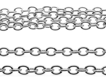 Dainty Antique Silver Cable Chain / Silver Oval Chain Findings 3x2x.5mm [10 feet] -- Lead Free 07910