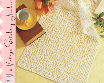 Vintage Crochet Pattern "Leisure Moment Crochet Table Runner" Digital PDF Pattern -- INSTANT DOWNLOAD, Patchwork Doily Crochet Pattern