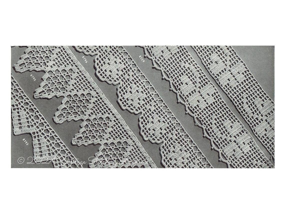 Filet Edging Filet Lace Edgings & Insertions Crochet Patterns, Digital PDF ...