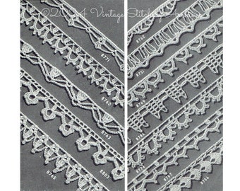 Vintage Crochet Lace Edging Crochet Patterns PDF -- INSTANT DOWNLOAD -- 12 Different Lace Edgings,  Digital Pattern c.1942