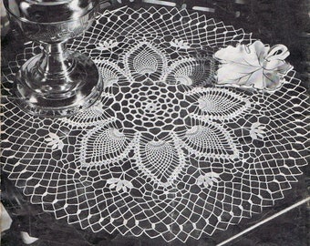 Vintage Doily Crochet Pattern, "Round Pineapple Doily Crochet Pattern" Digital PDF -- INSTANT DOWNLOAD -- 22" in Diameter, Home Decor c.1947