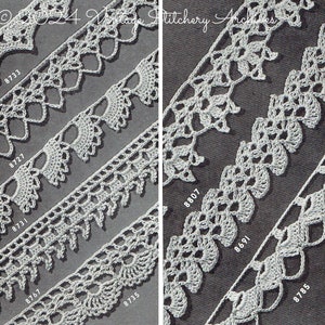 Vintage Crochet Lace Edging Crochet Patterns PDF -- INSTANT DOWNLOAD -- 8 Different Lace Edgings,  Digital Pattern c.1942