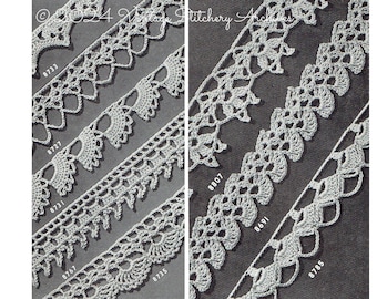 Vintage Crochet Lace Edging Crochet Patterns PDF -- INSTANT DOWNLOAD -- 8 Different Lace Edgings,  Digital Pattern c.1942