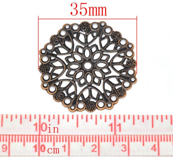Nickel /& Cadmium Free F14283.J6H Filigree : 10 Antique Bronze Filigree Flower Wraps Connectors Lead Metal Stampings Filigree Links