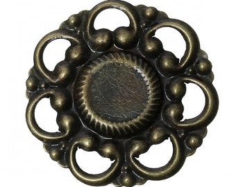 SALE Antique Bronze Filigree Cabochon Settings / Bezels -- Holds 8mm Cabochon [8 pieces] -- Lead, Nickel & Cadmium Free F69848