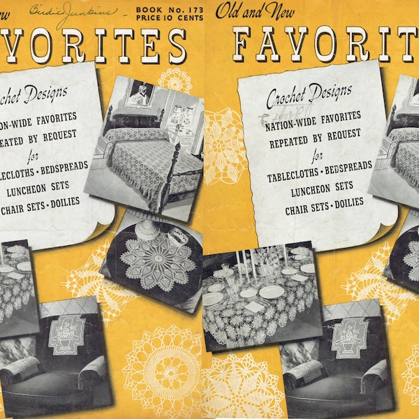 Old & New Favorites Vintage Crochet Pattern Book PDF -- INSTANT DOWNLOAD -- Tablecloths, Bedspreads, Luncheon Sets, Chair Sets, Doilies