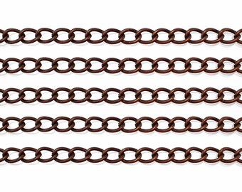 Antique Copper Curb Chain / Twisted Oval Chain 6mm x 8.3mm x 1.2mm [10 feet] -- Lead, Nickel & Cadmium Free 70055