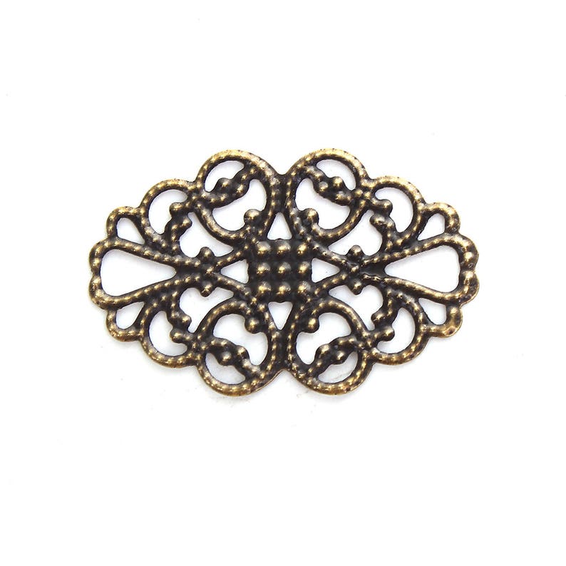 Filigree : 10 Antique Bronze Filigree Links Lead Brass Ox Filigree Connectors Nickel /& Cadmium Free F97047 Stampings