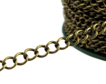 Antique Bronze Curb Chain / Brass Ox Twist Oval Chain Finding 6 x 9 x 1mm [10 feet] -- Lead, Nickel & Cadmium Free 00001