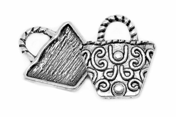 4 Handbag charms antique silver tone CA185