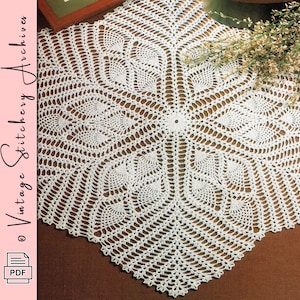 Vintage Häkelanleitung "Megastar Ananas Deckchen" Digitales PDF Muster - SOFORTIGER DOWNLOAD, Deckchen Häkelanleitung, 72 cm Durchmesser