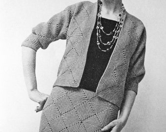 Vintage Crochet Motif Suit Pattern PDF -- INSTANT DOWNLOAD -- Easy for Beginners, Crochet Jacket & Skirt Patterns