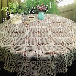 Vintage Häkeldecke Muster, &quot;Virginia&quot; Spitzen Tischdecke Digitales Häkelanleitung PDF Muster - SOFORTIGER DOWNLOAD.&quot;