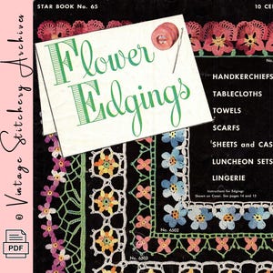 Vintage bloemenranden – Star Book No. 65 – American Thread Company – 1949 – Digitale haakpatroon downloaden