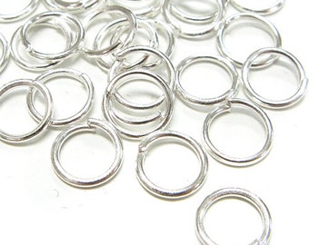 7mm Jump Rings : 100 Silver Plated Open Jump Rings 7mm x .9mm (19 Gauge) -- Lead, Nickel, & Cadmium free Jewelry Finding 7/.9S