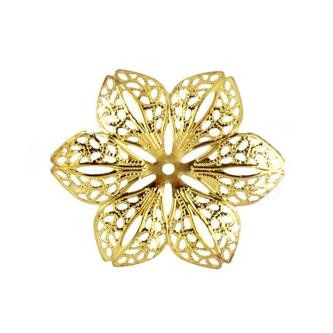 Gold Filigree Flower Wraps Connectors / Filigree Metal Etsy