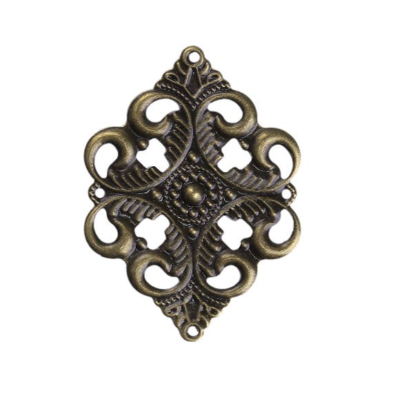 Pack of 5 Large Antique Bronze Filigree Flower Connector Stamping 41m x 30mm