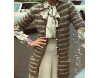 Patrón de crochet "Suéter tipo cárdigan a rayas" en PDF - DESCARGA INSTANTÁNEA - Patrón digital tallas 10-16