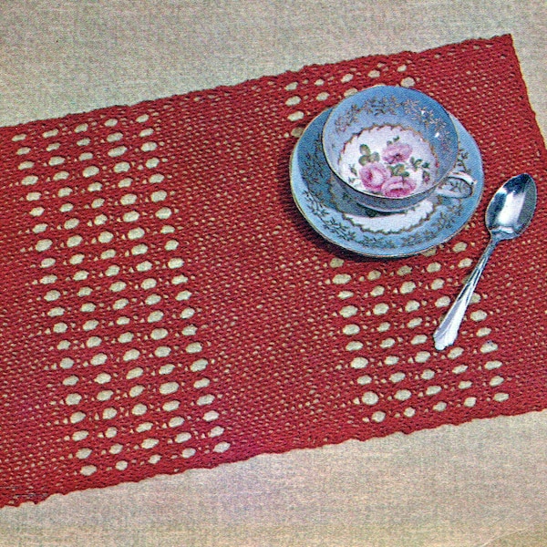 Vintage Knit Place Mat Pattern -- INSTANT DOWNLOAD -- PDF Digital Knitting Pattern from Vintage Stitchery Archives , Great for Beginners