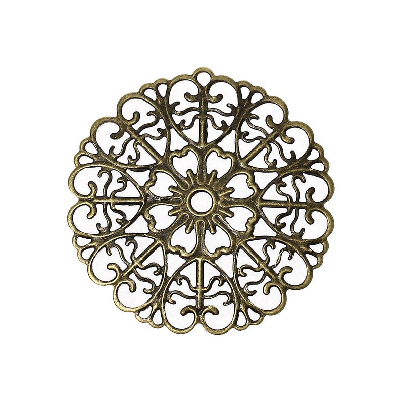 Filigree 10 Antique Bronze Filigree Connectors Antique Bronze Filigree Stampings Links .. Lead Nickel /& Cadmium Free F45423