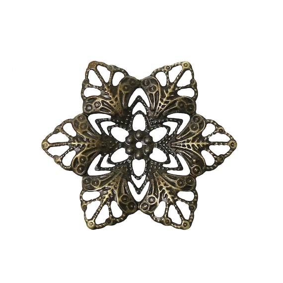 Nickel /& Cadmium Free F14283.J6H Filigree : 10 Antique Bronze Filigree Flower Wraps Connectors Lead Metal Stampings Filigree Links