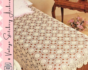 Vintage Crochet Bedspread Pattern, "Yesterday Patchwork Bedspread" Digital Crochet PDF Pattern -- INSTANT DOWNLOAD