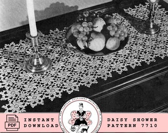 Vintage Daisy Crochet Table Runner Pattern (PDF Download)