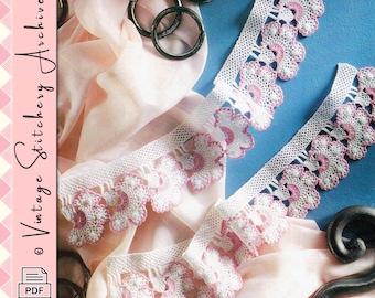 Vintage Crochet Pattern "Flower Garlands Trim Lace Edging" Digital Crochet PDF Pattern -- INSTANT DOWNLOAD