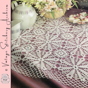 "Vintage Doily Häkelanleitung, ""Diamonds & Blooms Doily"" PDF Häkelanleitung -- SOFORTIGER DOWNLOAD, Patchwork Häkelanleitung."
