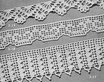 Vintage Lace Crochet Edgings Patterns, Royal Society -- INSTANT DOWNLOAD, PDF -- 3 Different Designs, Digital Crochet Pattern,  c.1943