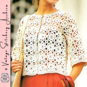 Patrón de crochet de moda, "Suéter cárdigan ideal para una reina" (patrón PDF) -- Patrón digital de punto y crochet, talla única