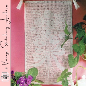 Virkmönster för vintagefilé "Väggdekoration med väggdekoration" Digitalt virkmönster i PDF-format -- DIREKT NEDLADDNING, 64 x 36 cm