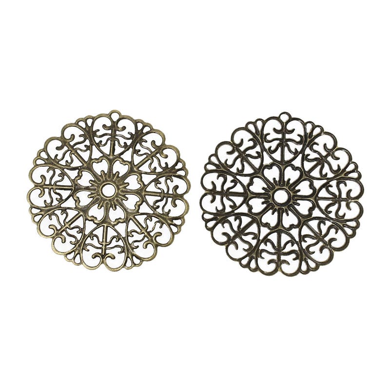 Filigree 10 Antique Bronze Filigree Connectors Antique Bronze Filigree Stampings Links .. Lead Nickel /& Cadmium Free F45423