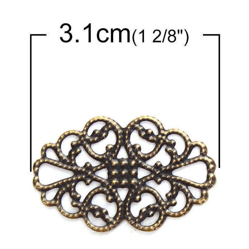 Filigree : 10 Antique Bronze Filigree Links Lead Brass Ox Filigree Connectors Nickel /& Cadmium Free F97047 Stampings