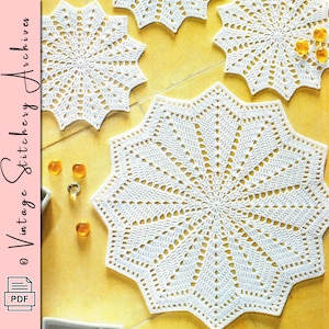 Patrón de crochet para tapete de cristales vintage: Posavasos y tapete (descarga en PDF)
