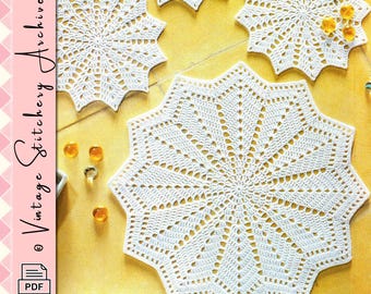Vintage Crystals Doily Crochet Pattern: Coaster & Mat (PDF Download)
