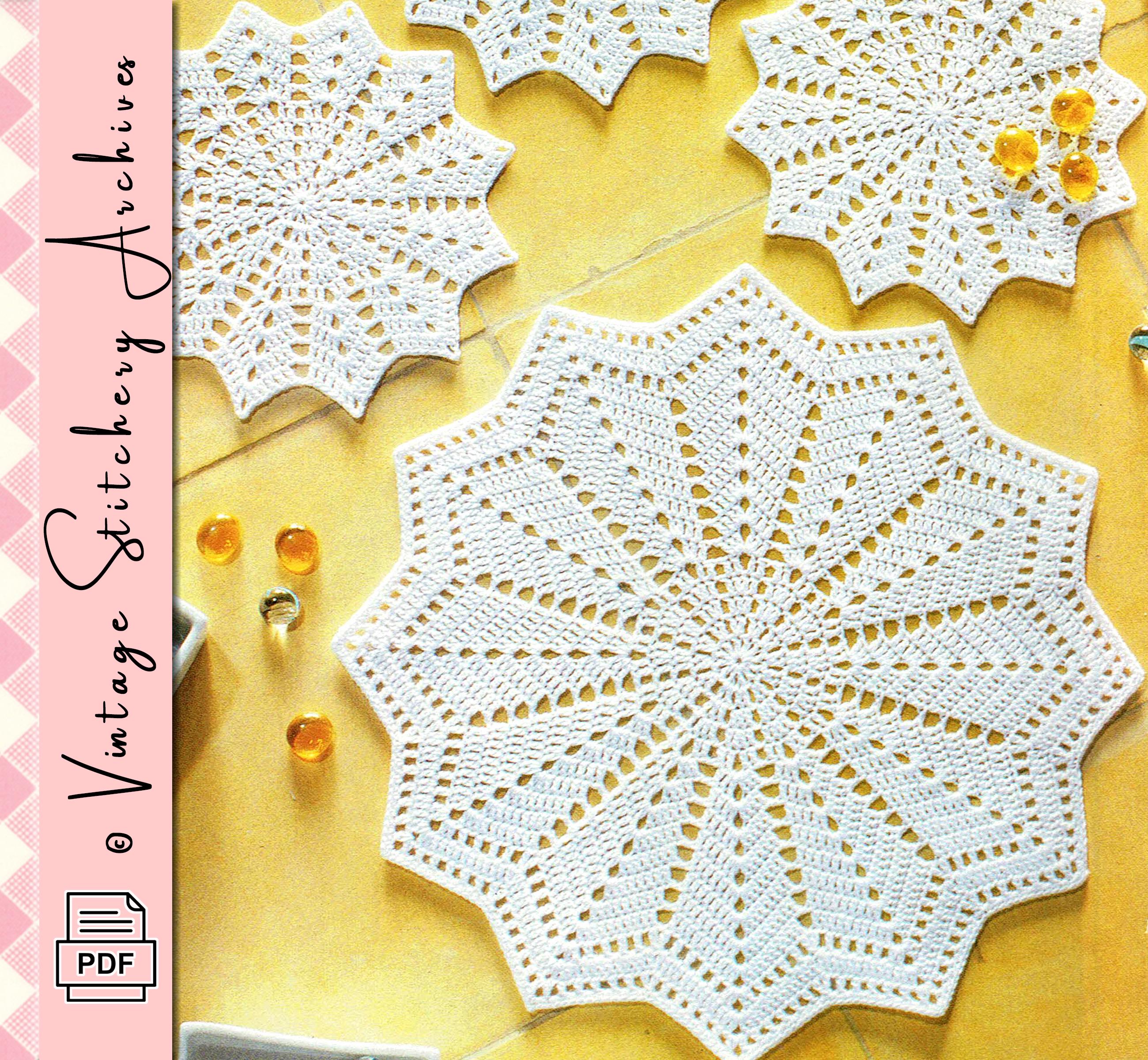 NAPPERONS CROCHET MAIN SERVICE DE 13 COEURS ARTISANAT