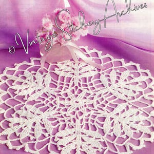 Vintage Crochet Doily Pattern, &quot;Palm Leaves&quot; Digital Crochet PDF Pattern -- INSTANT DOWNLOAD, Home Decor Doily Crochet Pattern