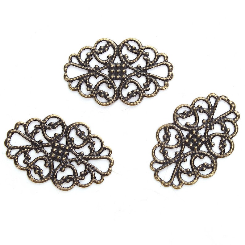 Filigree : 10 Antique Bronze Filigree Links Lead Brass Ox Filigree Connectors Nickel /& Cadmium Free F97047 Stampings