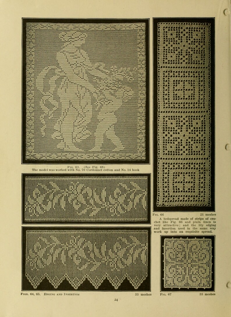 Priscilla Filet Crochet Book No. 2 -- Antique / Vintage Crochet Pattern ...