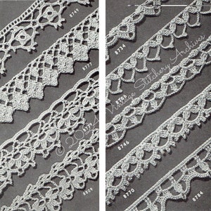 Vintage Crochet Lace Edging Crochet Patterns PDF -- INSTANT DOWNLOAD -- 9 Different Lace Edgings... Great for Lingerie,  Digital Pattern