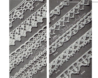 Vintage Crochet Lace Edging Crochet Patterns PDF -- INSTANT DOWNLOAD -- 9 Different Lace Edgings... Great for Lingerie,  Digital Pattern
