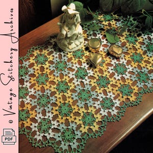 Vintage Crochet Pattern "Multi-Colored Table Runner Doily" Digital Crochet PDF Pattern -- INSTANT DOWNLOAD, 12-1/2” by 21-1/2”
