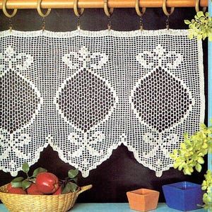 Vintage Filet Crochet Pattern, &quot;Ripening Crochet Curtain Valance&quot; Digital Crochet PDF Pattern -- INSTANT DOWNLOAD
