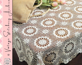 Modèle de nappe au crochet vintage, « Nappe des îles flottantes » Modèle PDF numérique au crochet -- TÉLÉCHARGEMENT IMMÉDIAT