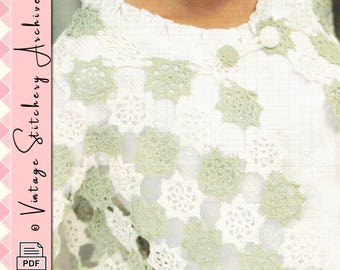 Crochet Pattern "Floral Checkers Cardigan Sweater" PDF Pattern -- INSTANT DOWNLOAD -- Digital Knit & Crochet Pattern,  Bust Size 39-1/2"